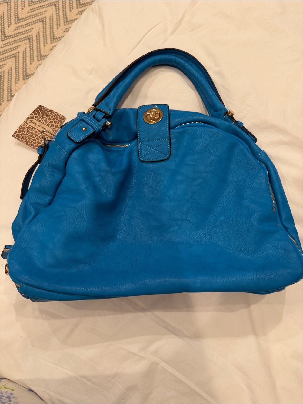 Bright Blue Top-Handle Shoulder Bag. NWT